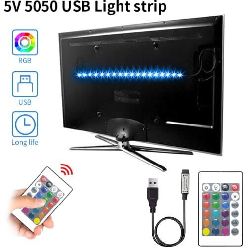 1-5M LED Strip Light USB 5050 RGB Light SMD DC 5V Flexible LED Lamp Tape Ribbon TV Desktop Screen BackLight Diode luces LED