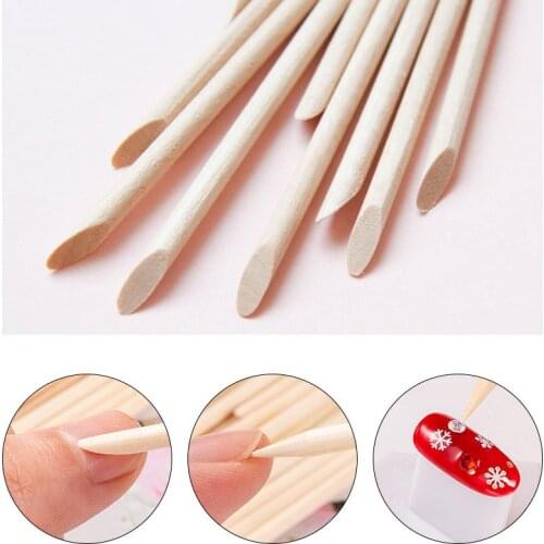 10/50/100pcs Cuticle Pusher Manicure Tool Orange Wood Stick Double-headed Drill Stick 7.5cm Cuticle Remover Cleaning Nail