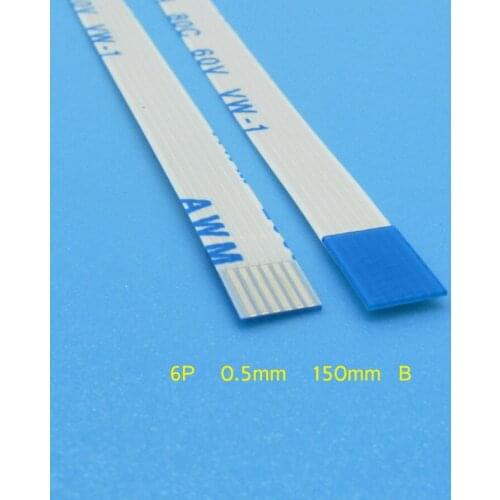 2pcs/lot FFC FPC flat flexible cable 0.5mm pitch 6 pin 6PIN Reverse Length 150mm 15cm Width 3.5mm Ribbon Flex Cable