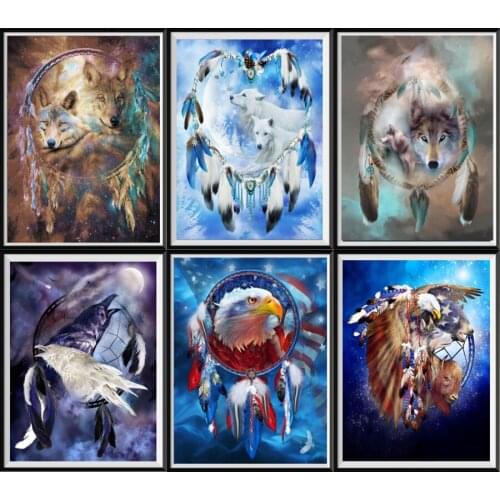 5d Diy Diamond Painting Crafts Animal Dream Catcher Full Circle Diamond Embroidery Kit Home Decoration Handmade Gifts