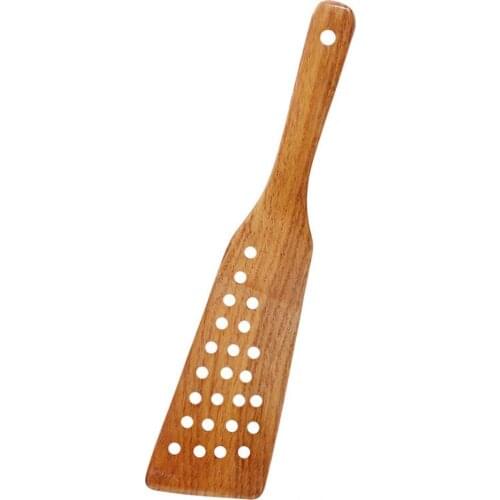 Non-Stick Wooden Spatula Multifunctional Heat Resistant 24 Holes Cooking Shovel Slotted Kitchen Tools for Frying Steak
