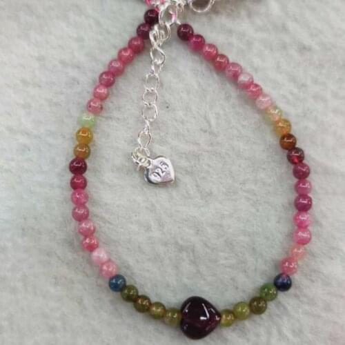 Dropshipping Colorful Tourmaline Natural Stone Bracelets Round Beads Tourmaline Bracelets for Women Girl Beauty Fashion Jewelry
