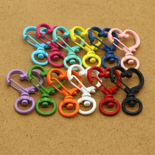 10pcs Random Colors Heart Love Keychain Lobster Clasp Colorful Diy Key Chains Keyrings Connector Base Jewelry Findings Accessory