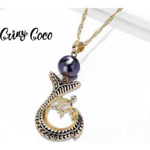 Cring Coco 2020 Hawaii Necklaces for Women Pendant Jewelry Golden Color Animal Fish and Turtle Design Female Fashion Alloy Chain