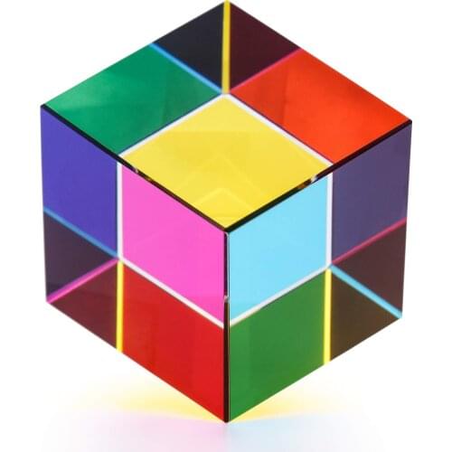 Cmyk Color Cube Prism 40X40X40Mm Interesting Optical Illusion Prism Desktop Decoration Creative Gifts