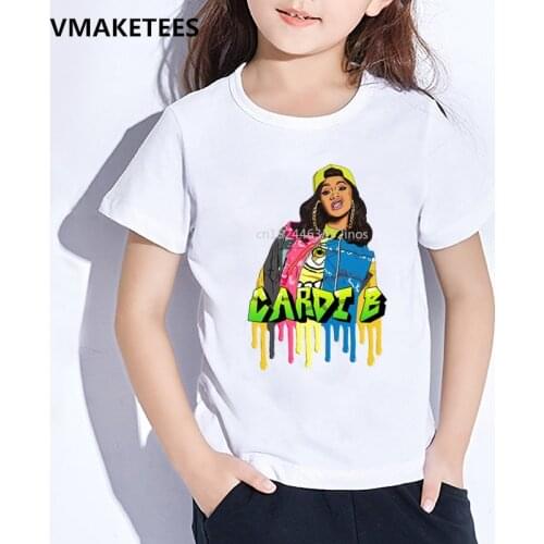 Kids Summer Short Sleeve Girls & Boys T shirt Children Hip Hop Rapper Cardi B Print T-shirt Funny Casual Baby Clothes,HKP5260