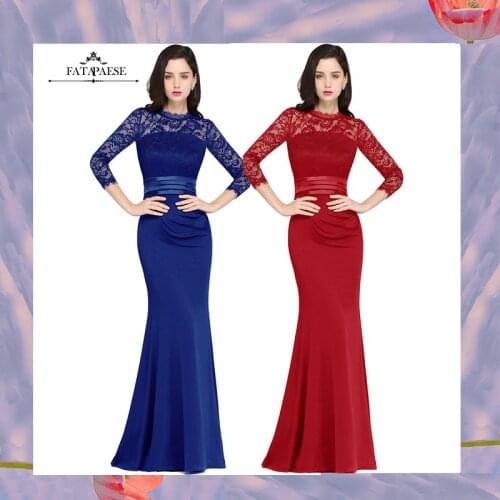 Elegant Mermaid Prom Dresses Illusion Floor Length Formal Evening Party Gown Lace Flower 3/4 Sleeve vestidos فساتين السهرة плать
