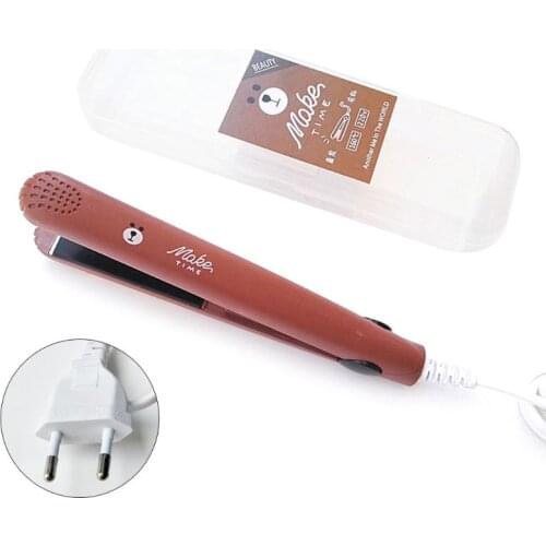 Electronic Hair Straightener Curler Mini Ceramic Iron Flat Straightening Styling Tools 220V Home Travel 4XFB