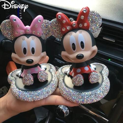 Disney Mickey Mouse Minnie Anime Figure Doll Toys Fashion Disney Mickey Minnie Cartoon Shake Head Model Doll Car Deco Kids Toy