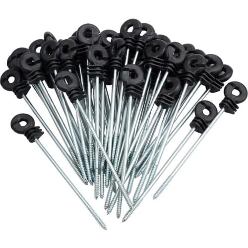 25 PCS Electric Fence Distance Insulators, Plastic Ring Insulators Long Distance Screw for Wooden Post