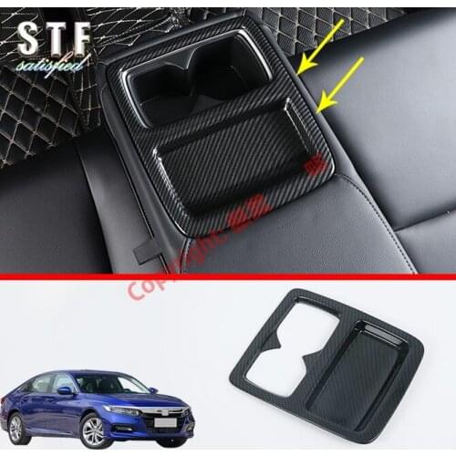 Carbon Fiber Style Interior Rear Cup Drink Holder Cover Trim Bezel Frame Molding Garnish For Honda Accord MK10 2018 2019