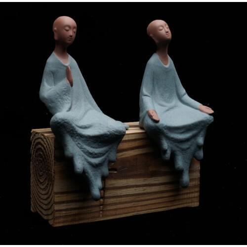 Monk Zen Ceramic Painting Creative Buddha Statue Zen Jewelry Home Decoration Monk Desktop Handicraft Gift Ornaments