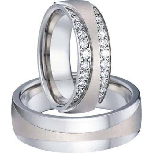 Classic Lovers Alliance Cubic Zirconia Couple Wedding Rings for men and women bride groom marriage finger ring never fade