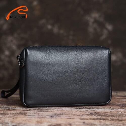 Genuine Leather Casual Men clutch Bags Phone Wallet Coin Purses Credit Card Holder Business Small Bag With 7.9 inch iPad NUPUGOO