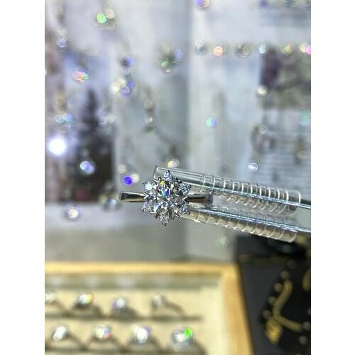 Moissanite rings jewelry diamond 0.5ct S925 Silver rhodium plated for women engagement wedding party anniversary gift