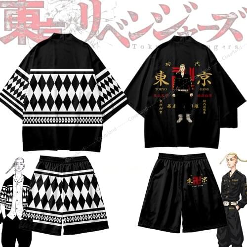 2021 Anime Tokyo Revengers Ken Ryuguji Cosplay Costume Draken Kimono Haori Cardigan Tokyo Manji Gang Shorts Summer Yukata Men