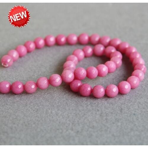 Min Order1) New 8mm Fashion Pink Chalcedony Beads Round DIY Beads Natural Stone 15inch Faceted Jewelry Making Design Wholesale