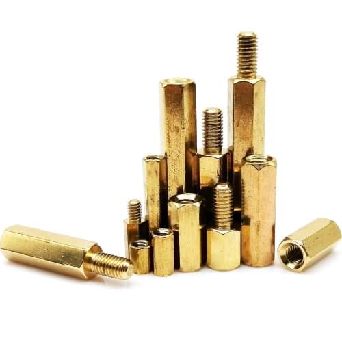 10/50pcs M2 M2.5 M3 M4 PCB Motherboard Coupling Connector Joint Nut Hex Hexagon Solid Brass Copper Pillar Column Standoff Spacer