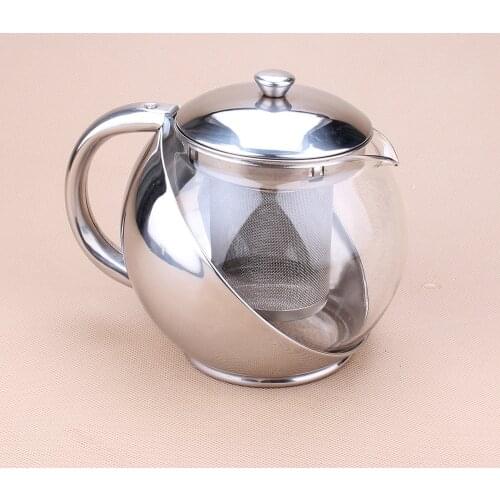 Round non - magnetic glass teapot stainless steel heat - resistant teapot with handle tea leak Ruyi kettle Kung Fu tea set