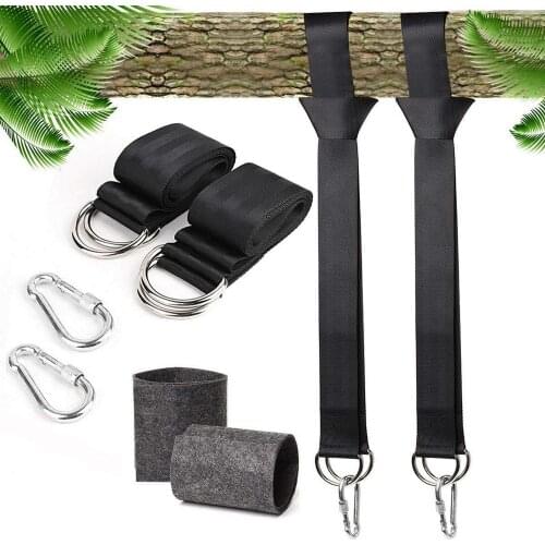 One Pair Tree Swing Hanging Kit Hammock Straps Rope Carabiner 800 KG Load Capacity OutDoor Camping Hiking Hammock Hanging Belt