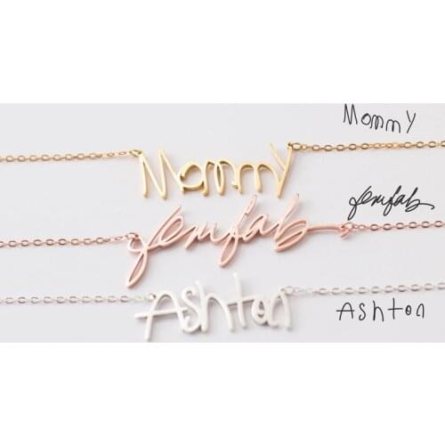 Personalized Custom Actual Handwriting Necklace BFF Stainless Steel Silver Gold Chain Choker Necklace Women Girls Custom Jewelry