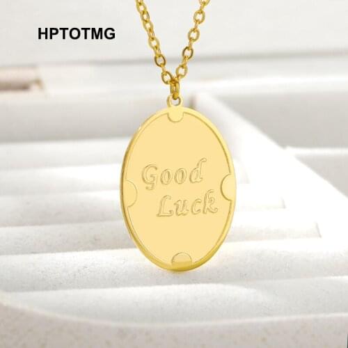 2021 New Arrival Good Luck Oval Pendant Necklace for Women Men Gold Silver Color Goth Geometric Statement Charms Jewelry Party