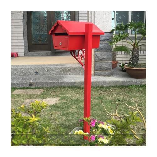 European Metal Mail Box Outdoor Rain Floor Decoration Mail Box Mailbox Red With Lock Can Be Printed Letter Box Sale