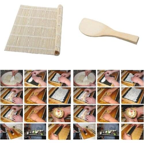DIY Sushi Maker Rolling Roller Bamboo Mat Rice Paddle Cooking Tools Kitchen Tools Accessories Device Sets for Japanese Food