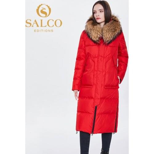 SALCO 2020 the latest popular natural animal fur pearl cotton long coat, winter warm jacket coat