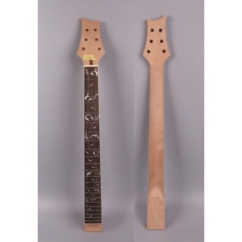 Electric guitar neck replacement 22 Fret 25.5 inch Mahogany Vine Inlay #P2