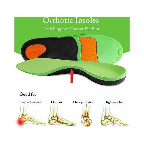 Orthotic Shoe Insoles Inserts Flat Feet High Arch Support For Plantar Fasciitis Care PU Material Sport Running Insert Pad