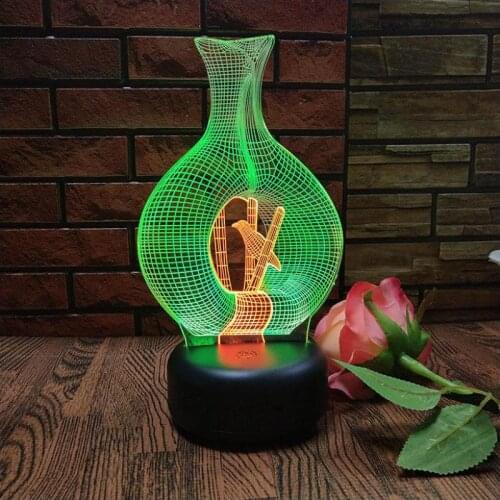 New Vase Led 3d Visual Night Light Creative 7 Color Touch Charging 3d Light Bedside decorative lamp for childrens bedroom