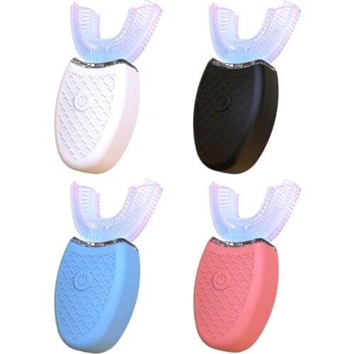 Ultrasonic Electric Toothbrush Automatic 360° Teeth Cleaning Portable U Shaped Whitening Toothbrush Hands Free