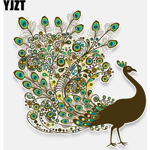YJZT 14.3*14.7CM Unique Peacock Decor Car Sticker Colored High Quality Graphic Silhouette 11A0047