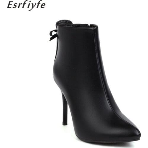 ESRFIYFE 2021 New Ankle Boots Women Thin High Heels Pointed Toe Booties Sexy Autumn Winter Women Short Boots Large Size 34-48