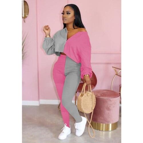 Women Two Piece Outfits Long Sleeve Off Shoulder Crop Top Pants Set Casual Jumpsuit Autumn Long Sleeve Pure Legging