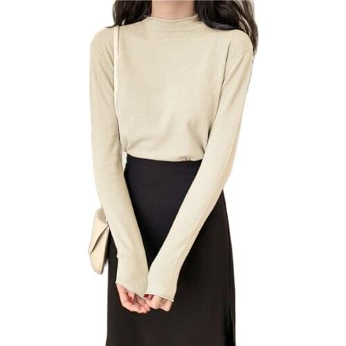 Hot Sale Pullover 2021 Spring Autumn Women Knitted Turtleneck Sweater Casual Solid Slim Fit Female Pull Office Lady Tops