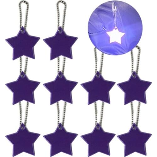 10Pcs Child Safety Reflectors Keyrings Reflective Stars Safe Reflector Keychains B36D