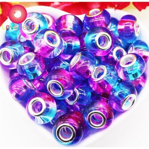 10Pcs New Color Resin Murano Rondelle Spacer Beads Fit Pandora Bracelet Pendant Necklace Charms for Jewelry Making Beads Bulk