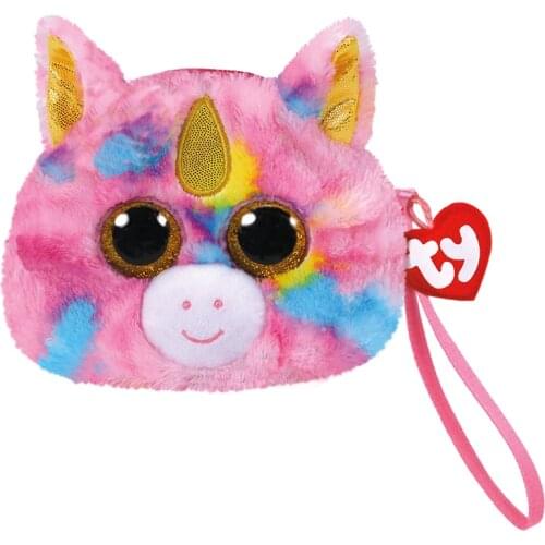 10cm Ty Beanie Cute Big Eyes Push Coin Purse Gray Cat Unicorn Eskimo Dog Color Leopard Dotty Bag Kids Small Purse Storage Bag
