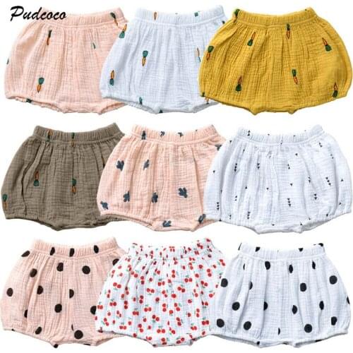 2020 Cute Baby Infant Girl Boy Cotton Linen Bloomer Shorts Dot Radish Print Cute Pants Bottoms Underwear 0-3Y