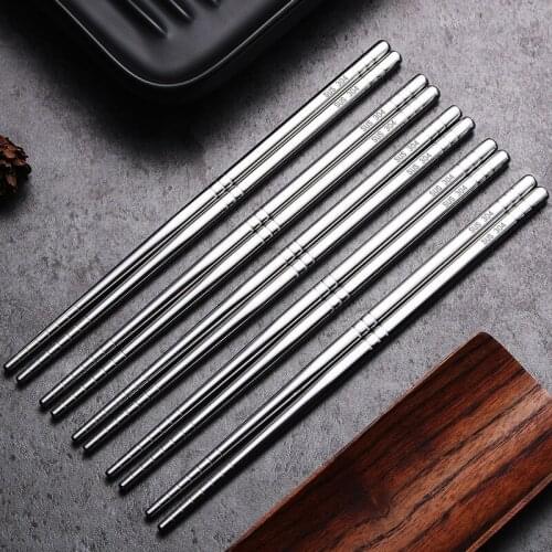 5 Pairs/Set Food Sticks Chopsticks Metal Chopsticks Non-Slip Stainless Steel Chop Sticks Set Reusable kitchen tool