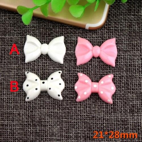 50pcs/Lot Bow Tie Resin Flatback Cabochons Dot Bowknot Flat Back DIY Hairclip Center Cell Phone Home Decoration Embellishment