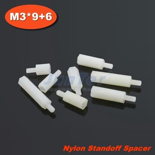 500pcs/lot Nylon Standoff Spacer M3 Male x M3 Female -9mm