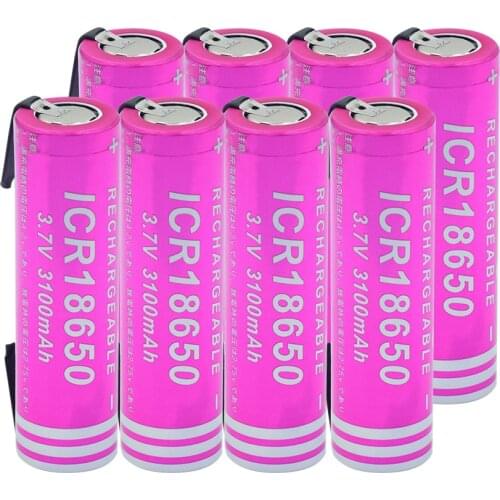 6/8/10 Pcs Durable 18650 3100mAh Li Ion Lithium Cells Flat Top 18650 Power Bank Microphone Flashlight Replacement Batteries