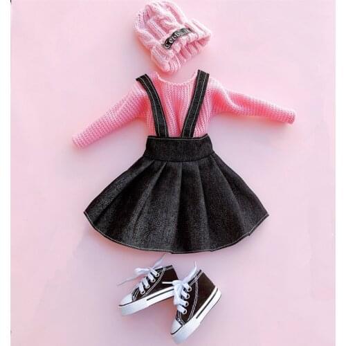 60cm Dolls Clothes Denim Skirt for 1/3 Bjd Doll Dress Clothes Accessories Suits Sweater Suit
