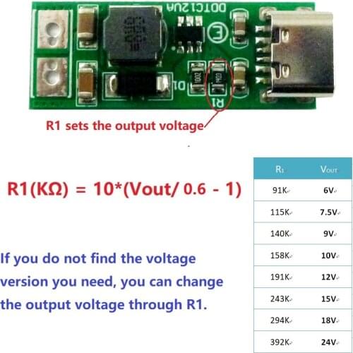 9W mini Type-C USB DC 5V to 6V 9V 12V 15V 24V DC DC Boost Step-up Converter PWM PFM Voltage Regulator Module