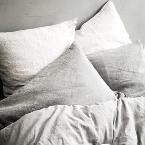 Set of 3 bed linen Vintage Hemp flat sheet / bedspread + 2 pillowcases / pillow shams aged like Royal / Pink in queen king Size