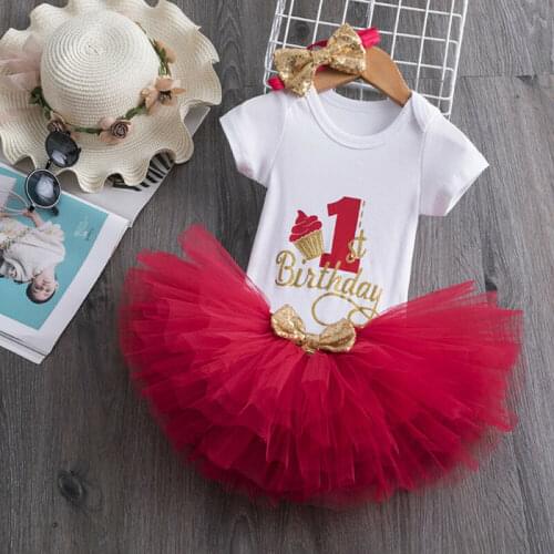 Free Shipping Newborn Girls 1st Birthday Party Outfit Bodysuit Dress Tutu Romper Headband