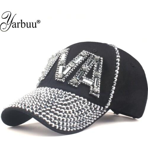 [YARBUU] Baseball caps with letter DIVA women Adjustable sun hat rhinestone denim hat and cotton snapback cap Drop shipping